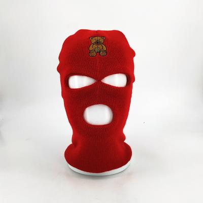 China COMMON COMMON Ski Mask With Embroidery Custom Knitted Logo, Winter 3 Hole Ski Mask for sale