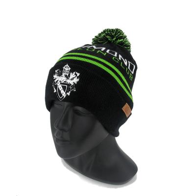 China Custom Acrylic COMMON COMMON Beanie Bobble Pom Pom Winter Hats With Your Design for sale