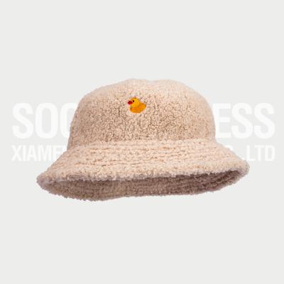 China Character Fuzzy Bucket Hat, Plush Fuzzy Fisherman Hats, Custom Embroidery Furry Bucket Character Hats for sale