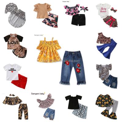 China Sweet Hot Selling 2021 Soft Printing Girls Dress 100% Cotton Babies Clothing Sets for sale