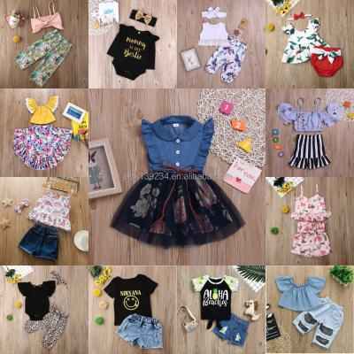 China Price Print Sweet Little Girls Manufacturer Children's Sets 2021 Girls Summer Dress Set for sale