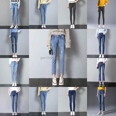 China New Customized Viable Casual Ripped Skinny Lace Pants Denim Women Lattice for sale