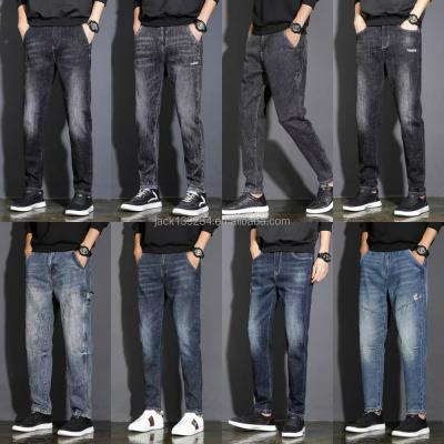 China QUICK DRY Mens Clothing Denim Lattice Blue Pants Ripped Distressed Mens Stacked Jeans Pants For Men for sale