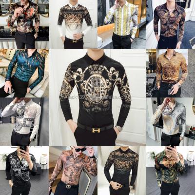 China 2021 Anti Shrink New Design Polyester Printed Shirts Cotton Mens Long Sleeve T Shirt For Men for sale