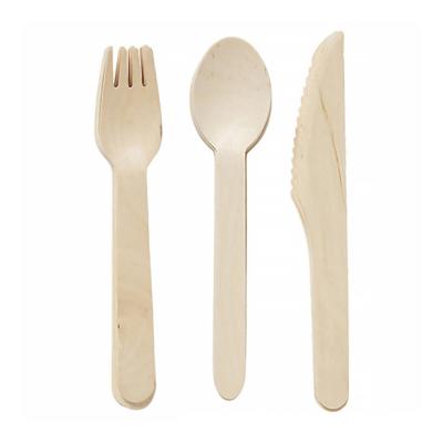 China Cheap Factory Handle Disposable Eco-Friendly Eco-Friendly Wooden Utensils Spoon Fork Knife Cutlery Bamboo Spoon Set for sale