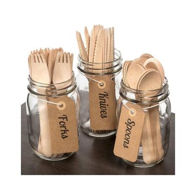 China Cheap Custom Disposable Eco-Friendly Biodegradable Wooden Utensils Spoon Fork Knife Cheese Cutlery Bamboo Spoon Set for sale