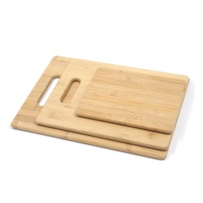 China Factory price sustainable rectangle square bamboo cutting board with handle set of 3 for sale