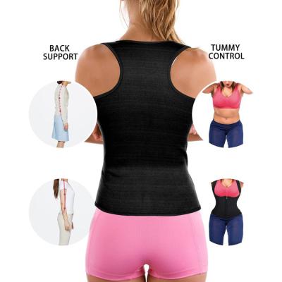 China Breathable Women Waist Trainer Vest Slim Corset Neoprene Sauna Tank Top Zipper Weight Loss Body Shaper Shirt for sale