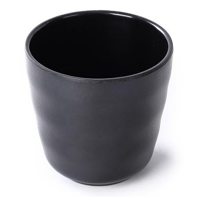 China Sustainable Hot dissipation custom shape logo creative black melamine tableware restaurant hot pot wine cup utensils commercial mug cup for sale