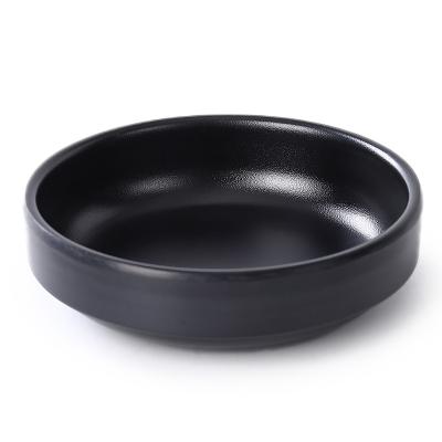 China Sustainable Custom logo/logo melamine tableware black Korean style round kimchi snack sauce sauce plate utensils commercial use for sale