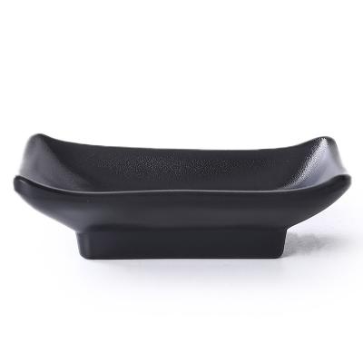 China Sustainable Custom logo/logo melamine tableware black Korean style round kimchi snack sauce sauce plate utensils commercial use for sale