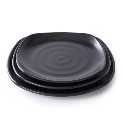 China Sustainable China factory supplies hotel supplies, melamine tableware, Japanese style pizza, paella, square plates, multiple sizes for sale