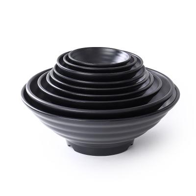 China Sustainable Large black thread matte melamine noodle soup bowl plastic Japanese restaurant ramen bowl commercial for sale