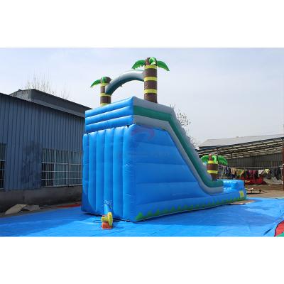 China PVC Certificate Castle Inflatable Pastel Pink Bounc Inflatable Bouncy Castle Inflatable Water Slide Tropical Coconut Tree for sale