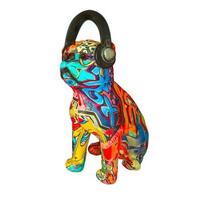 China Cheap Price Europe Unique Design Home Decoration Colorful Resin Bulldog Crafts for sale