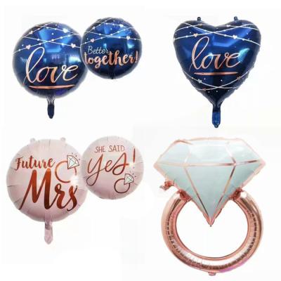 China Hot Sale Foil Diamonds Round Heart Shape Balloons Valentine's Day Aluminun Foil Party Decorative Balloon Sets for sale