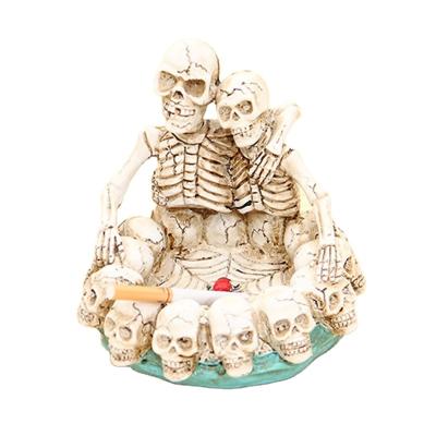 China Polyresin semi handmade sculpture home abstraction ashtray decoration antique skull ashtray for sale