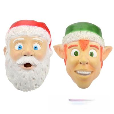 China Latex Christmas Masquerade Show Latex Mask Santa Claus Christmas Elf Mask Headgear for sale