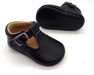 China Cute Happy Newborn Infant Leather Black Mary Jane Baby Girl Moccasin Shoes Gommino Baby Shoes tbar shoes for sale