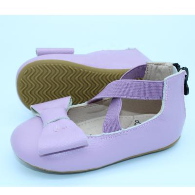 China Beautiful OEM Baby Flat Baby Shoes Purple Leather Princess Ballet Flats for sale