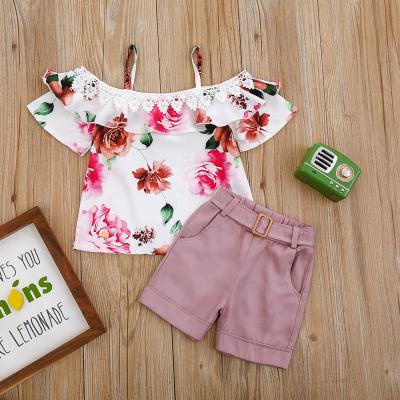 China Vintage Fashion Floral Summer 2 Piece Girls Fashion Boutique Clothing Suits for sale