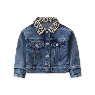 China Fashion Spring Babies Leopard Collar Toddler Denim Jacket Viable Wholesale for sale