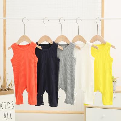 China Fashion Spandex/Cotton Solid Colors Toddler Baby Sleeveless Ribbed Summer 5 Romper Wholesale Wholesale for sale