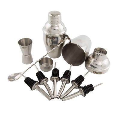 China Contemporary Professional Silver High Quality Stainless Steel Shaker Cocktail Shaker and Bar Accessories Tool Set for sale