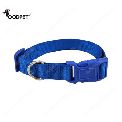 China 1 Inch Viable Heavy Duty Simple Royal Blue Nylon Dog Collar for sale