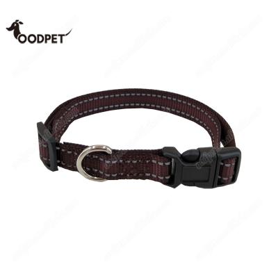 China 5/8 Inch Sustainable Brown Nylon Reflective Dog Collar for sale