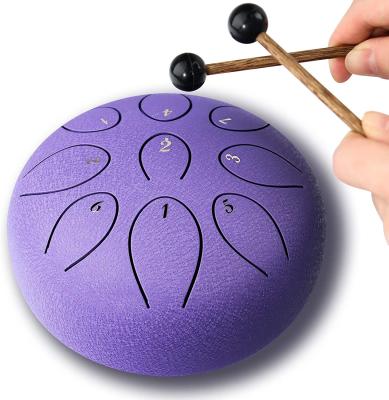 China Steel Tongue Drum 9 Note 6 Inch Percussion Handpan Drum With Travel Bag Drumstick Suitable For Yoga Meditation Iron Material for sale