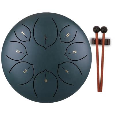 China 8 inch steel stone green tone 8 tongue steel drum, performing professional handpan drum, green beat drum for sale