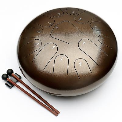 China Steel 12 Inch 13 Note Tongue Drum Percussion Instrument Steel Lotus HandPan Drum for sale