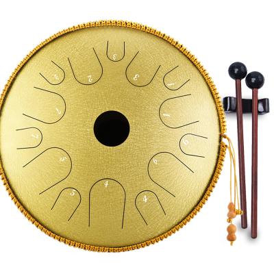 China Steel professional pure copper tongue drum 14 notes 14 inch, drum steel hangpan, steel tongue drum for sale