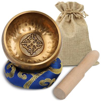 China Tibetan Chanting Bowl Set 3 Inch For Meditation-Zen Decor Spiritual Chanting And Body Healing And Energy Cleansing (Gold) 3 Inch for sale