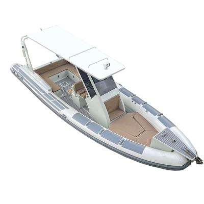 China Durable Luxury Aluminum Hull RIB860 Hypalon / PVC 28ft Inflatable Boat With T Top for sale