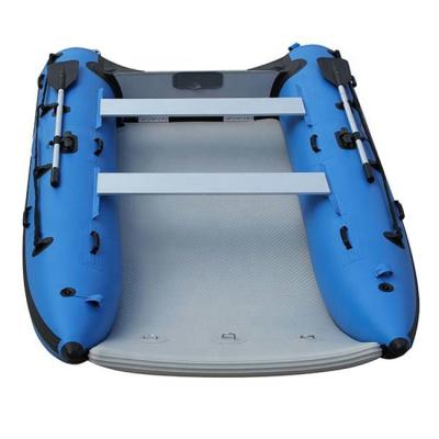 China Water Sports PVC/HYPALON 3m Bow Factory Direct Sale Inflatable Catamaran Open Boat With Air Mat Floor for sale