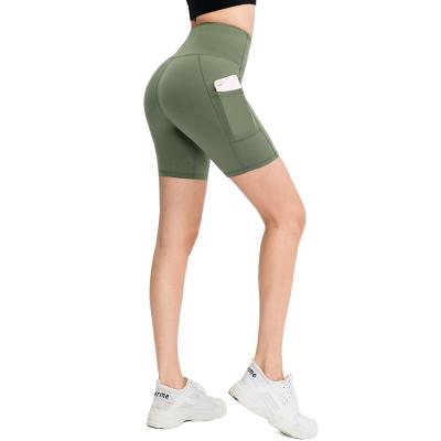 China Snagging Resistance Women Yoga Pants Running Sport Jogging Black Nylon Spandex Shorts Push Up High Waist Leggings With Pockets Pants for sale