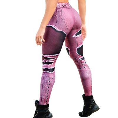 China QUICK DRY Hip Lifting Denim Printing Sports Yoga Gaiters Yoga Pants for sale