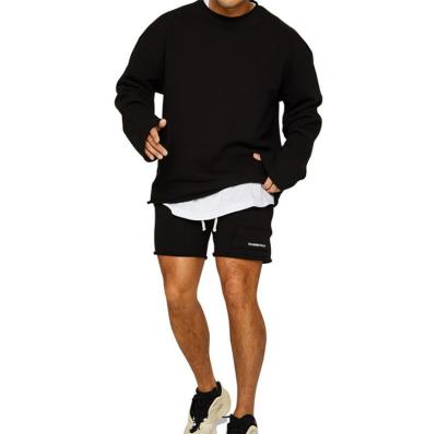 China Breathable Casual Clothing Crewneck Long Sleeve Sporty Sweatshirts Set Custom Mens Fitness Hoodie and Shorts for sale