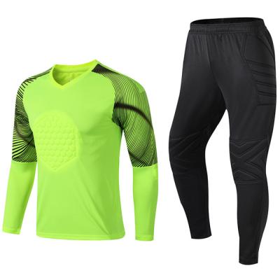 China Adult Boys Long Sleeved Soccer Tank Top Goalkeeper Uniforms Men Breathable Comfortable Quick Dry Sleeve Long Green Football Tank Tops Goalie Clothing for sale