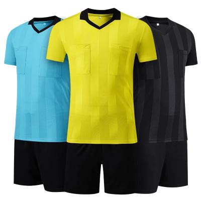 China Unifrom Breathable Custom Design Men's Hot Sell Soccer Referee Design Breathable Referee T-Shirt And Short Custom Sublimation Referee Tank Top for sale