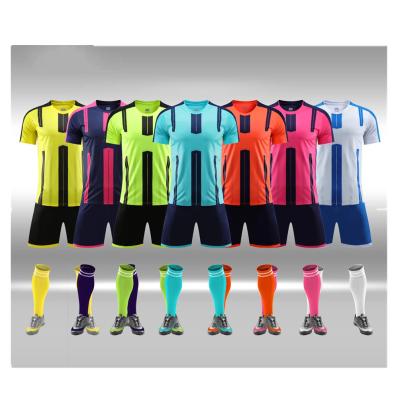 China Sets OEM Custom Men Soccer Sportswear Stripe Soccer Jersey Tops Futebol Training Kits Soccer Uniform for sale