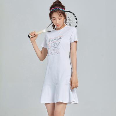 China Custom Made Breathable Quick-Dry Ladies Short Sleeve Summer Tennis Dress Badminton Running Pleated T-shirt Dress for sale