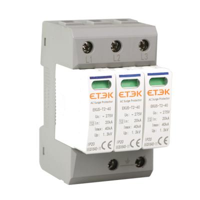 China ETEK EKU5-T2-40 T2 ARRESTER SPD EKU5-T2-40 Type C 3P Imax 40kA SURGE PROTECTION DEVICE for sale