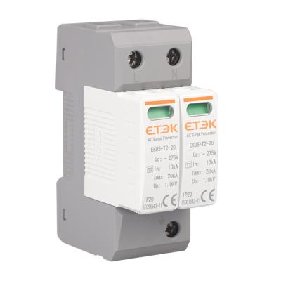 China Type C 2P 1P+N Imax 20kA SURGE PROTECTION DEVICE EKU5-T2-20 ETEK T2 Arrester SPD Approved by Intertek CB & CE EKU5-T2-20 for sale