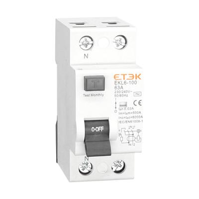 China Leakage Protection ETEK A Class 10KA 1P+N 80A 30mA Type A RCD RCCB With TUV Rhineland CB CE for sale