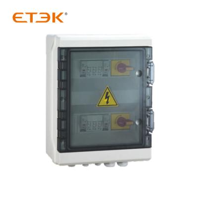 China 1000v dc/15a (2 dc variable string ETEK solar combiner box for sale