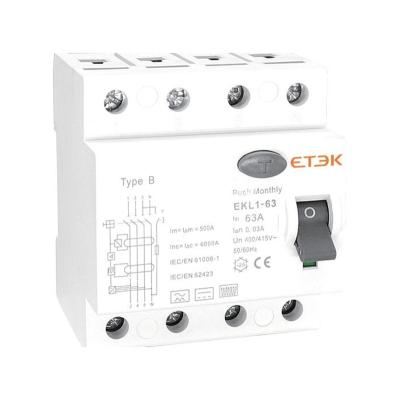 China Economic Custom Design Open Automatic Circuit Breaker Type B RCD 3P+N 40A 30mA EKL1-63B-3N4030 for sale