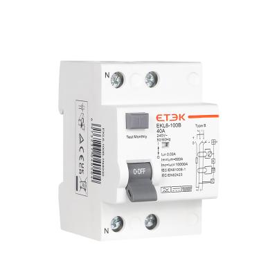 China Outdoor Vacuum Circuit Breaker Waterproof Type B RCD 1P+N 40A 30mA EKL6-100B-1N4030 for sale